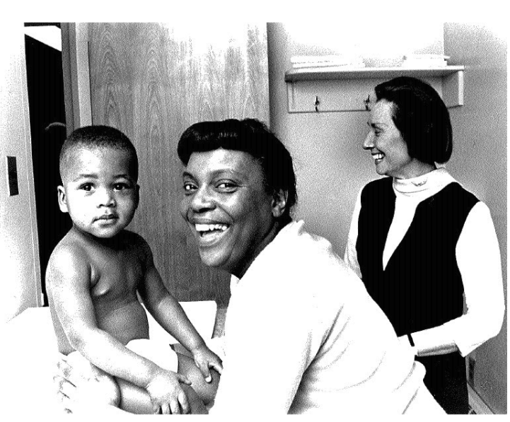 vintage mother and child smiling